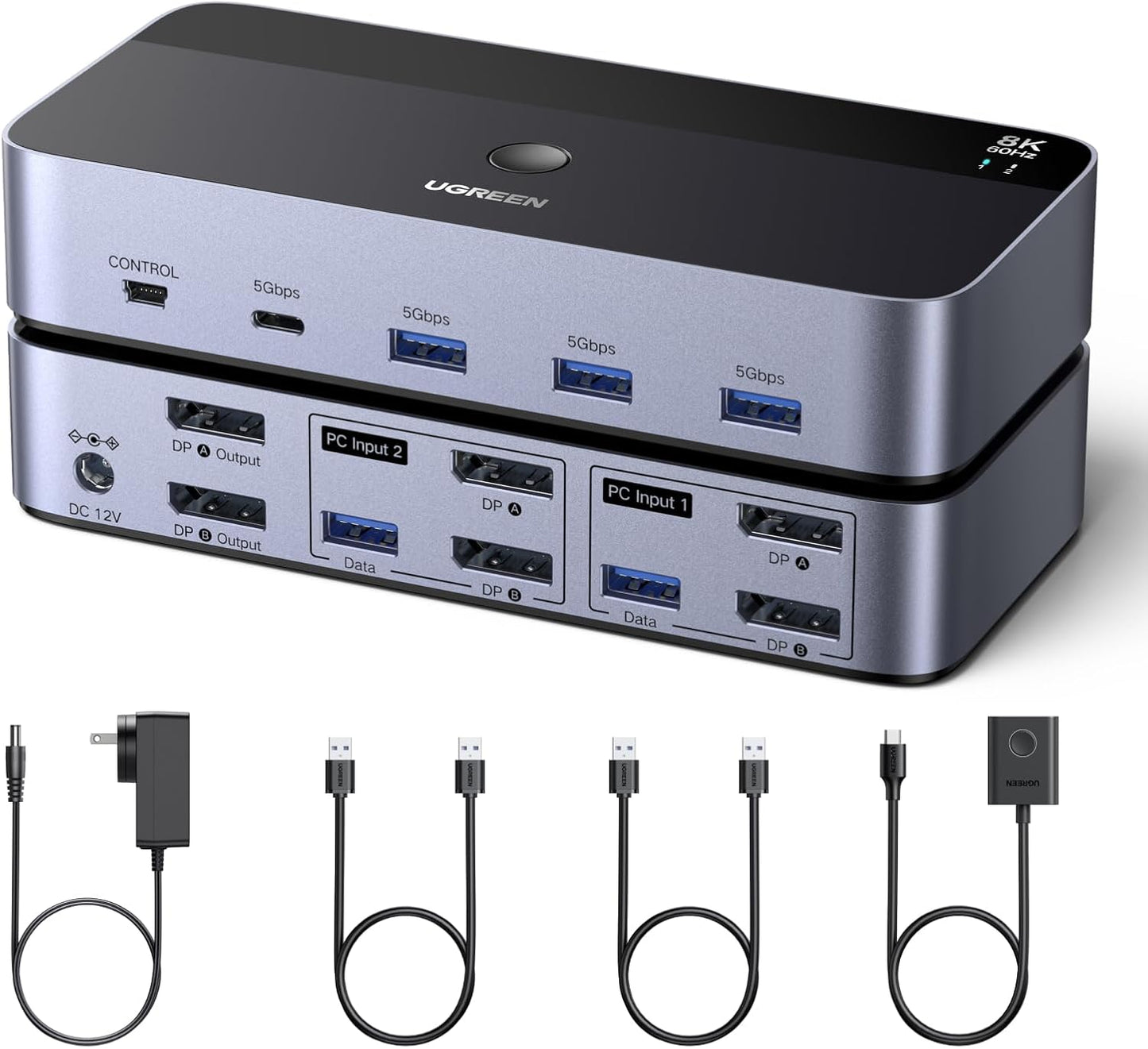 UGREEN 8K@60Hz Displayport KVM Switch for Dual Monitors