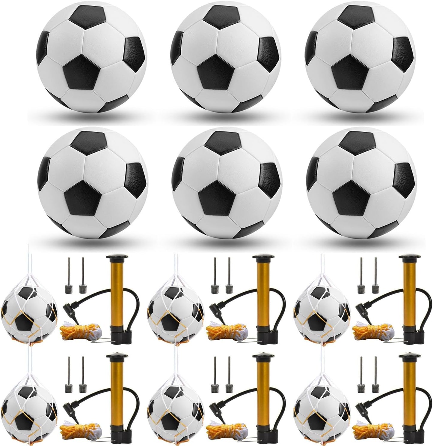 6 Pcs Deflated Soccer Balls with Pump for Training and Games