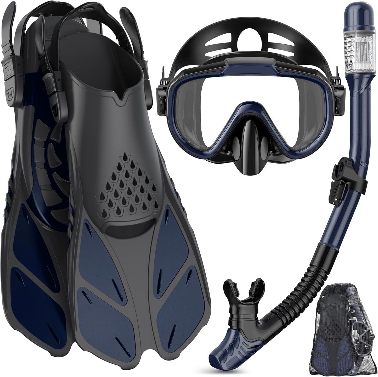 Snorkeling Gear for Adults with Panoramic View and Fins