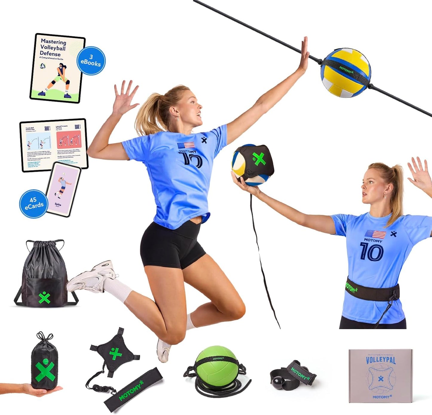 MOTOMY Volleyball Training Equipment Aid for Solo Rebounder