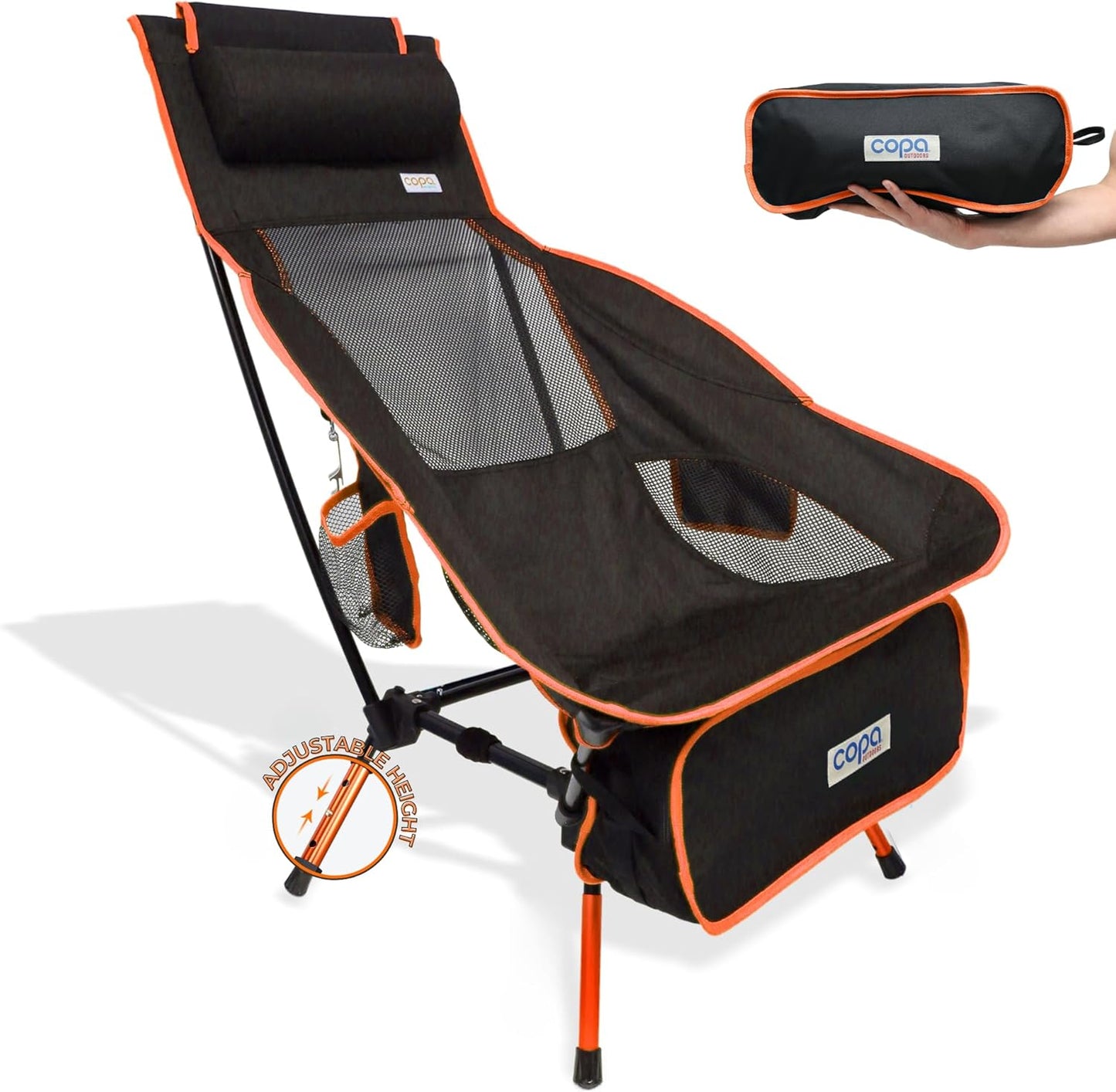 Ultra-Light Adjustable Camping Chair - Orange