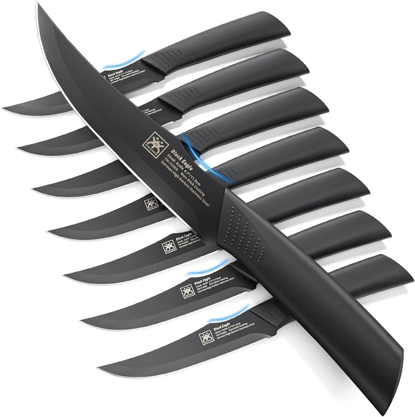 CuoCreate Non-Serrated Steak Knives Set of 8 for Perfect Cutting