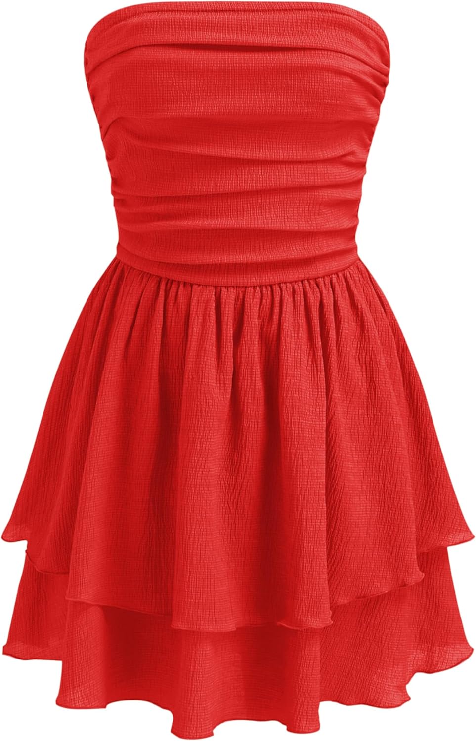 CIDER Women's Summer Cocktail Dress - Tube Ruched Ruffle Mini