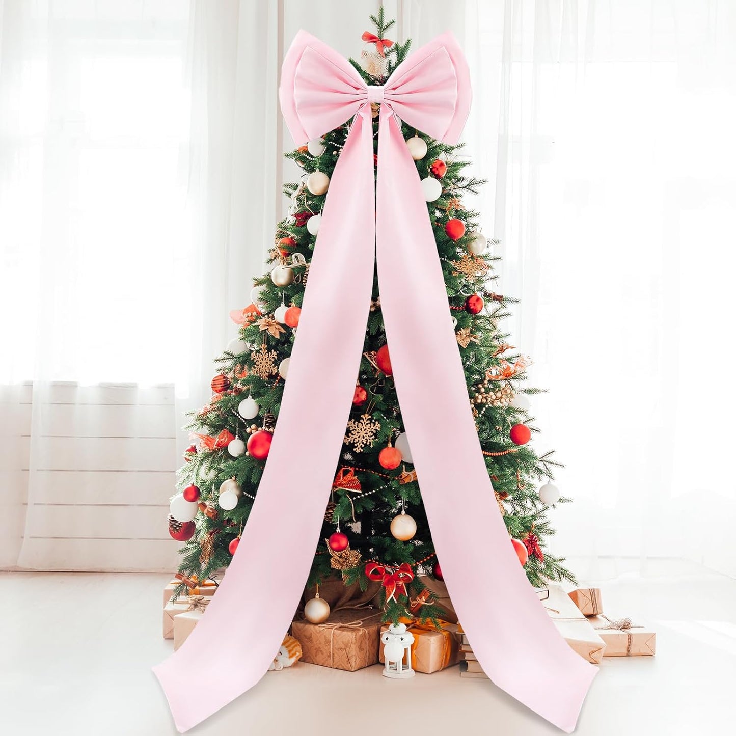 Giant Bow Decor Christmas Tree Topper for Weddings and Parties