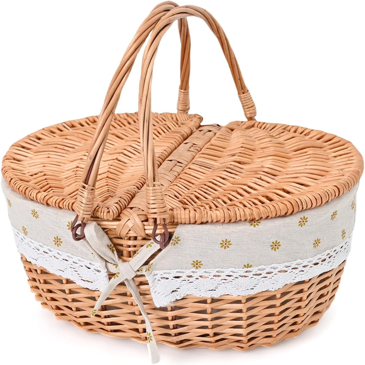 Wicker Picnic Basket with Removable Liner for Outdoor Fun