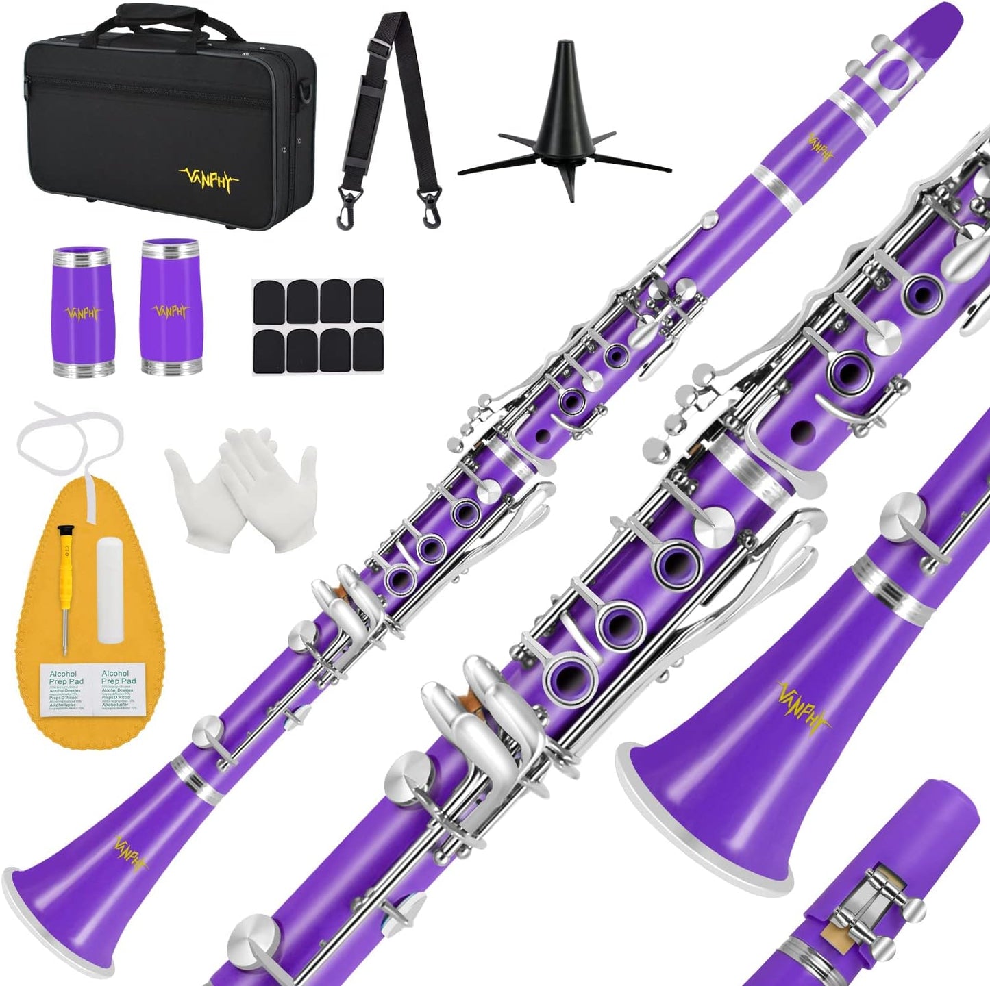 Bb Clarinet for Beginners with Case and Accessories in Purple