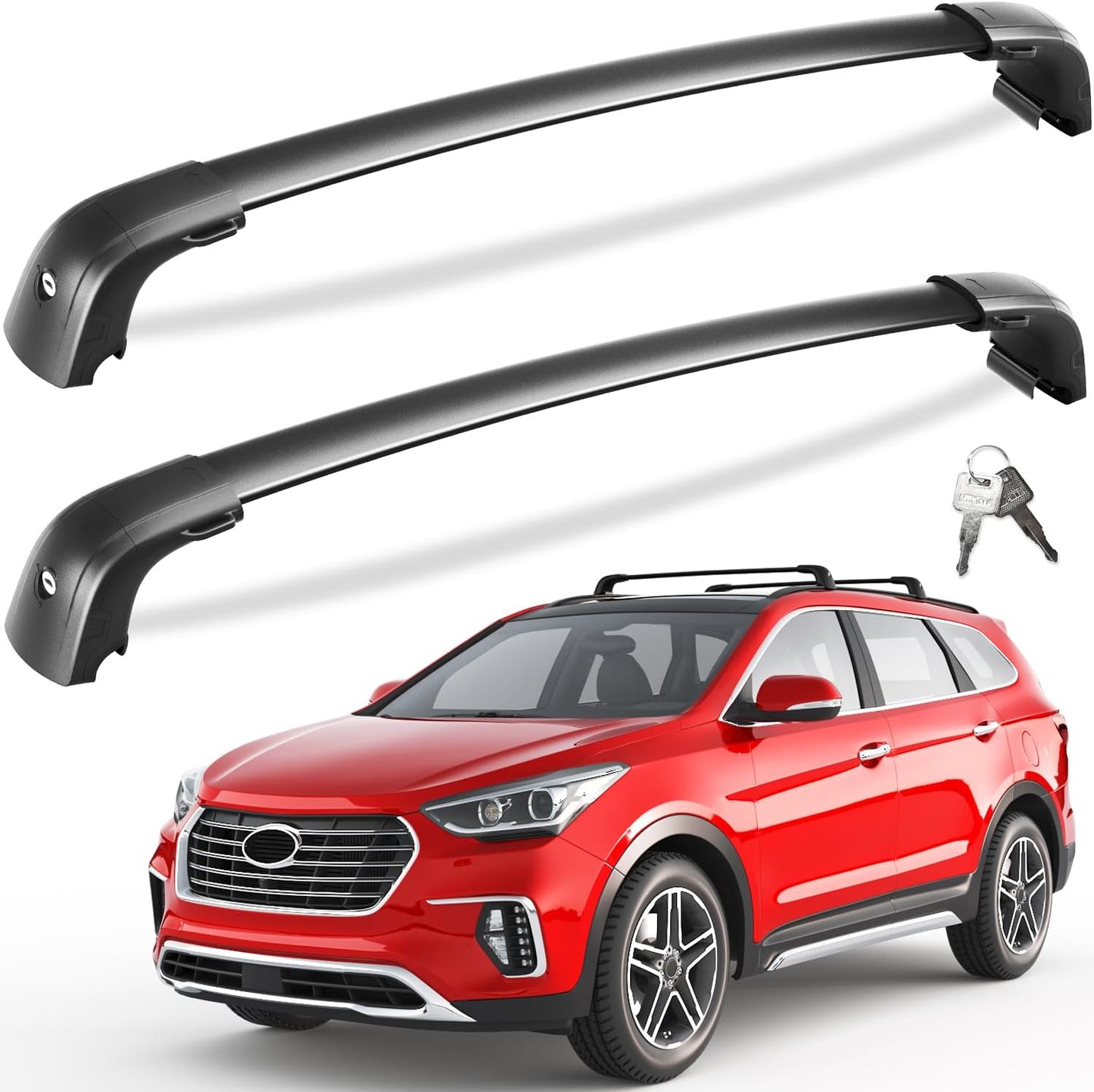 Tuyoung Lockable Roof Rack Cross Bars for Hyundai Santa Fe 2013-2018