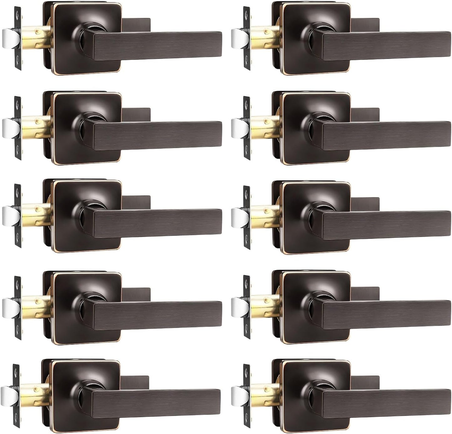 GOBEKOR Oil Rubbed Bronze Passage Lever Handles for Doors