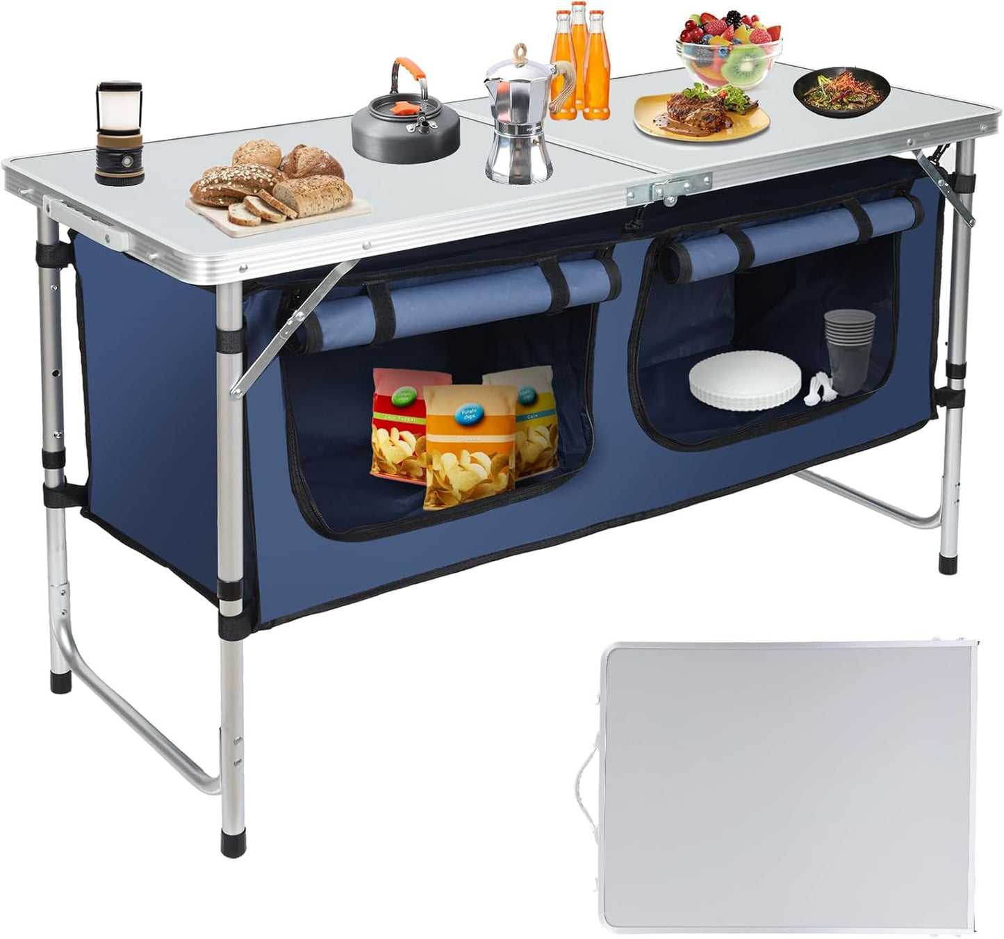 Outdoor Folding Camping Table with Storage Organizer for All Events