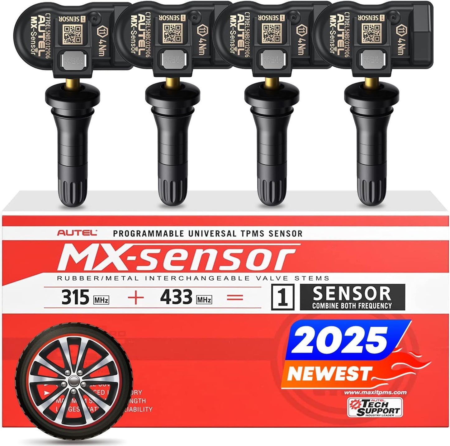 Autel TPMS Sensor Set of 4, Universal Programmable Sensors