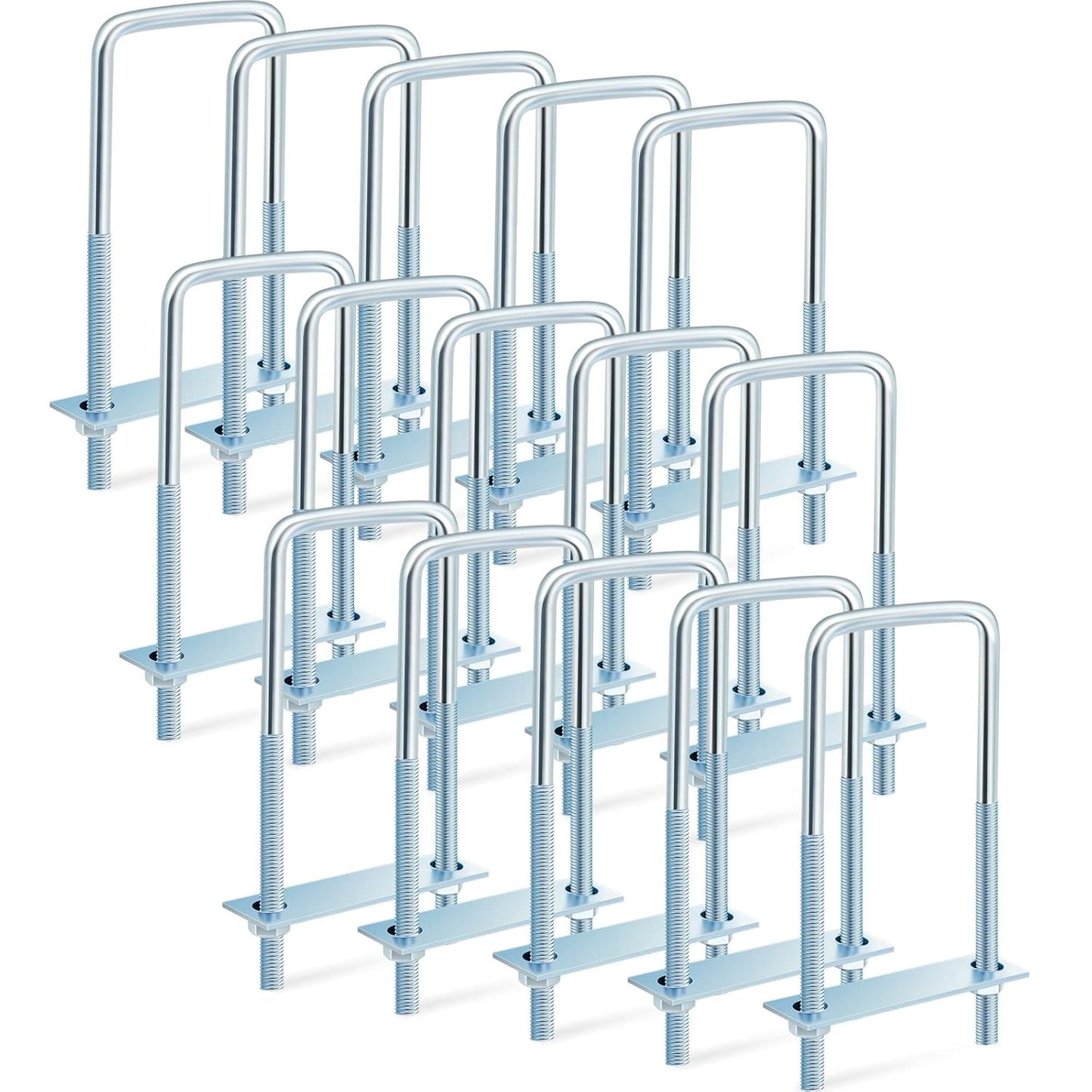 Dunzy 15 Pcs Square U Bolts Heavy Duty Carbon Steel Zinc Plated