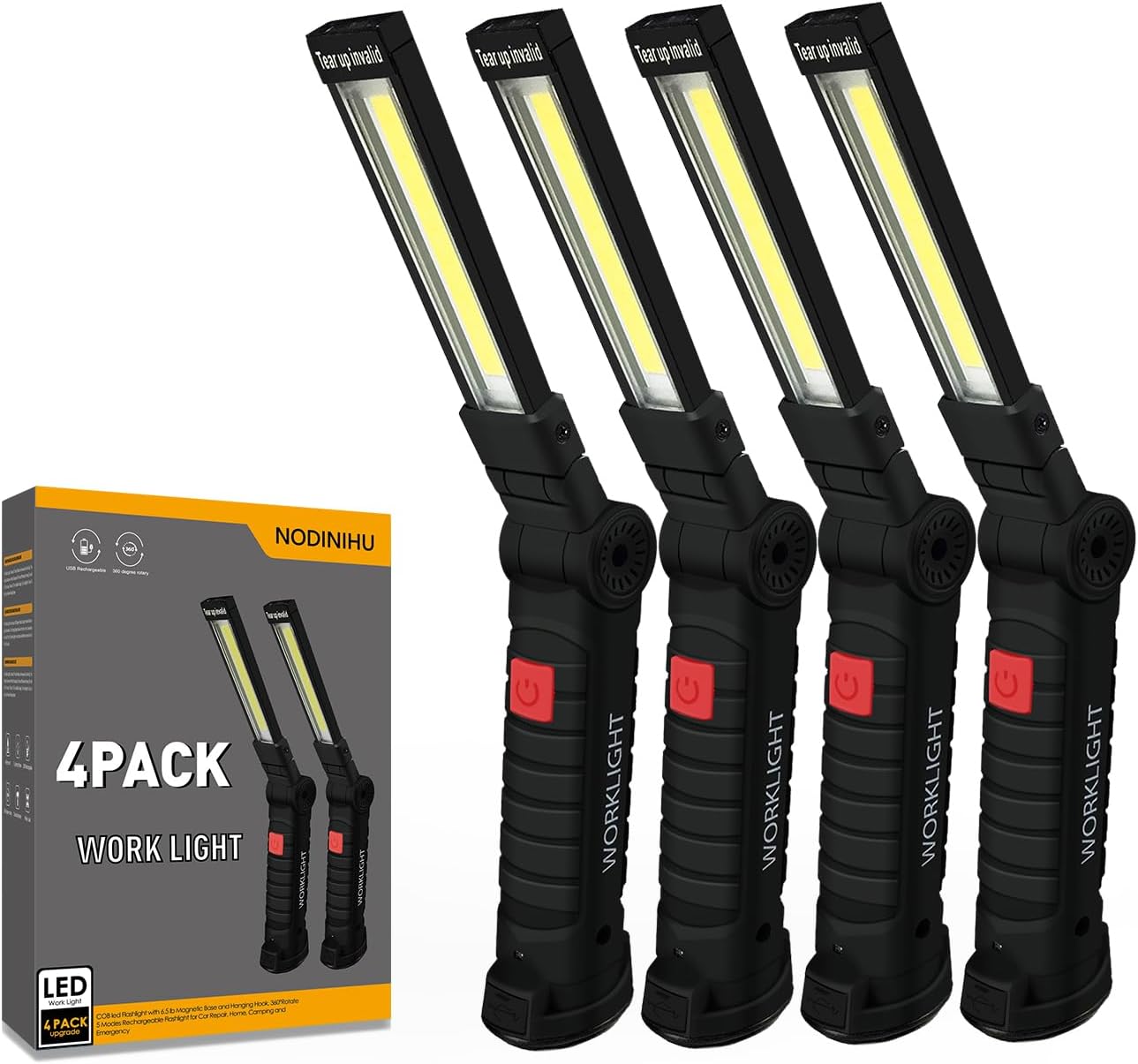 Portable Rechargeable Work Lights with Magnetic Base and Hook