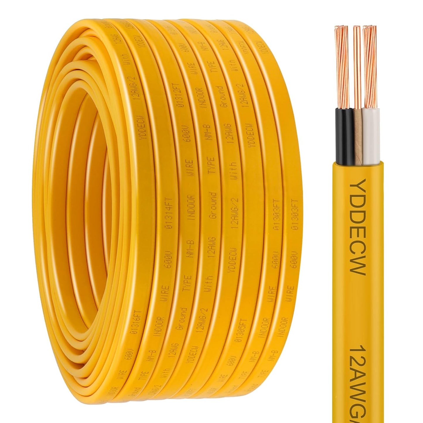 12/2 NM-B Wire with Ground - 100FT Copper Indoor Cable