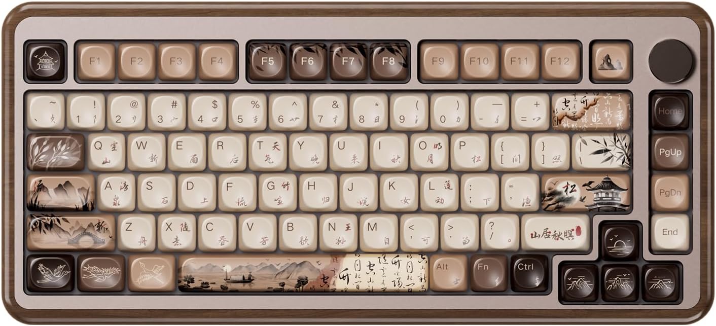 Akko MU02 Mechanical Keyboard with Walnut Wooden Case for Gaming