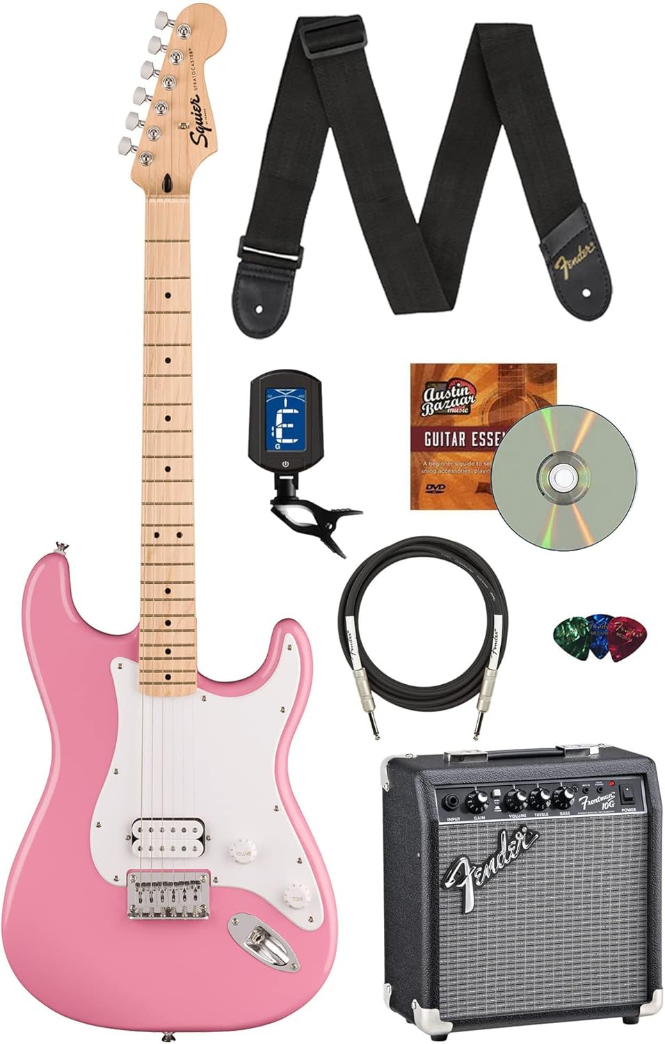 Fender Squier Sonic Stratocaster HT H Flash Pink Bundle Review