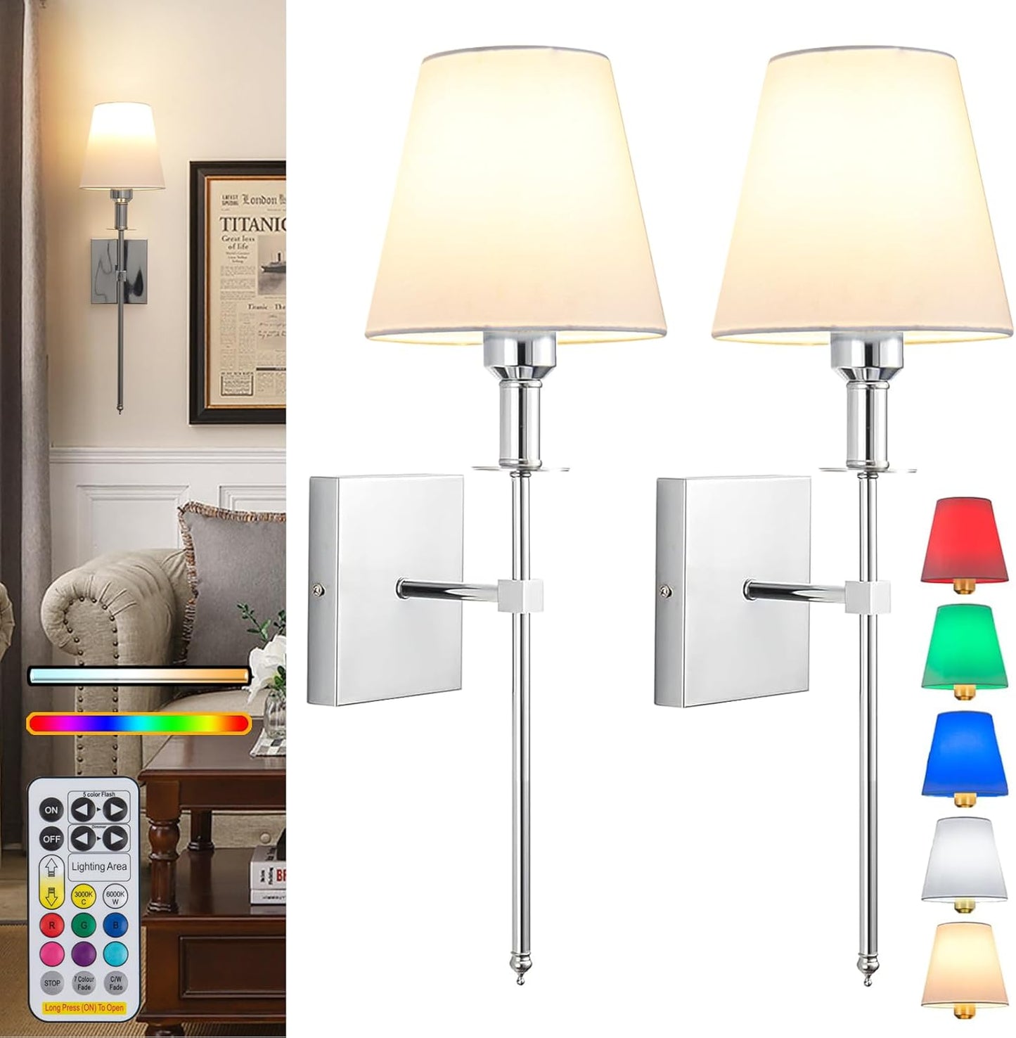 Battery Operated Wall Sconces Set Of 2 for Indoor Use