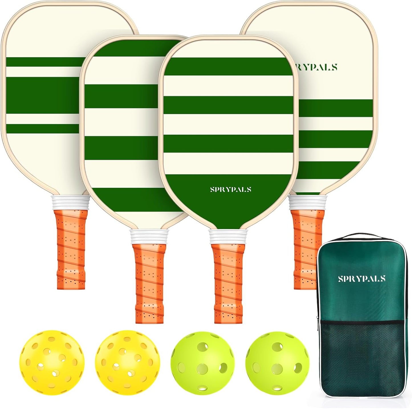 Pickleball Paddles Set of 4 with Balls and Carry Bag for Fun