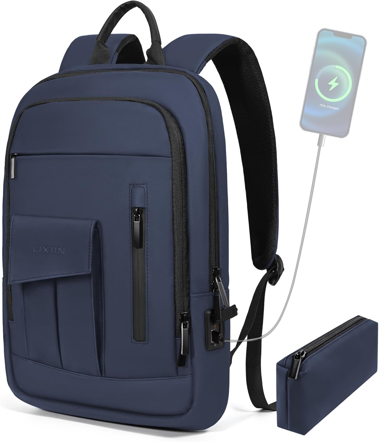 Business Backpack for Men Slim Lightweight Laptop 17.3in Blue