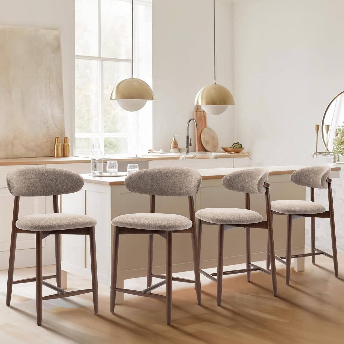 Upholstered Counter Height Bar Stools Set of 4 for Kitchen