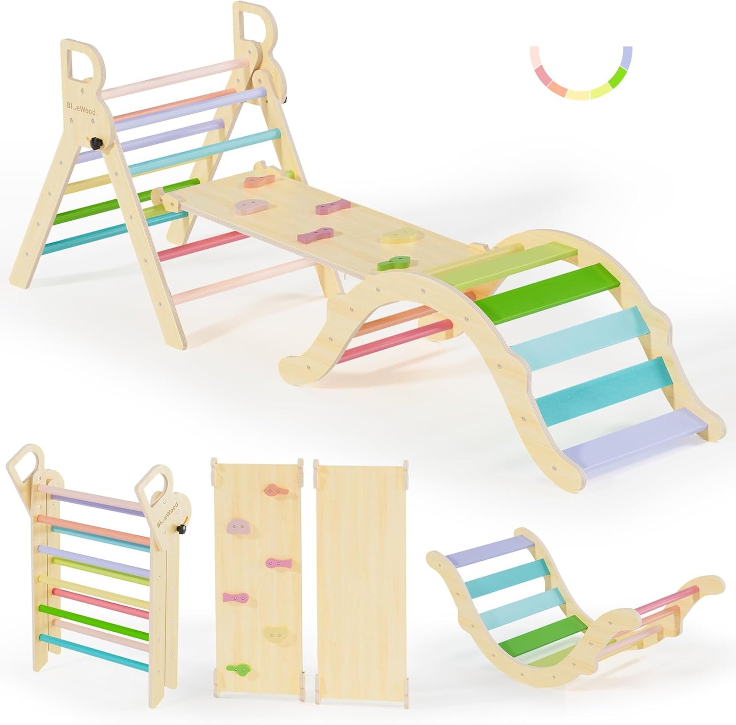 BlueWood Pikler Triangle Set - Safe Indoor Climbing Toys for Kids