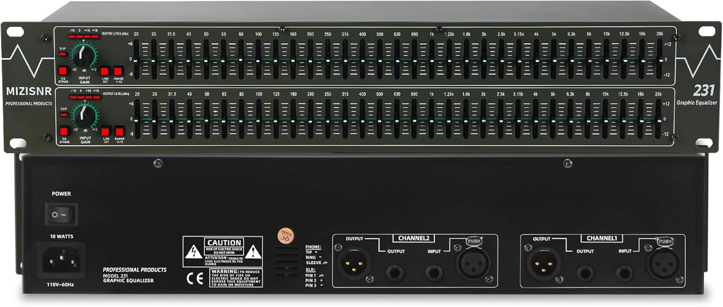 Professional Dual Channel 31-Band Graphic Equalizer for Audio