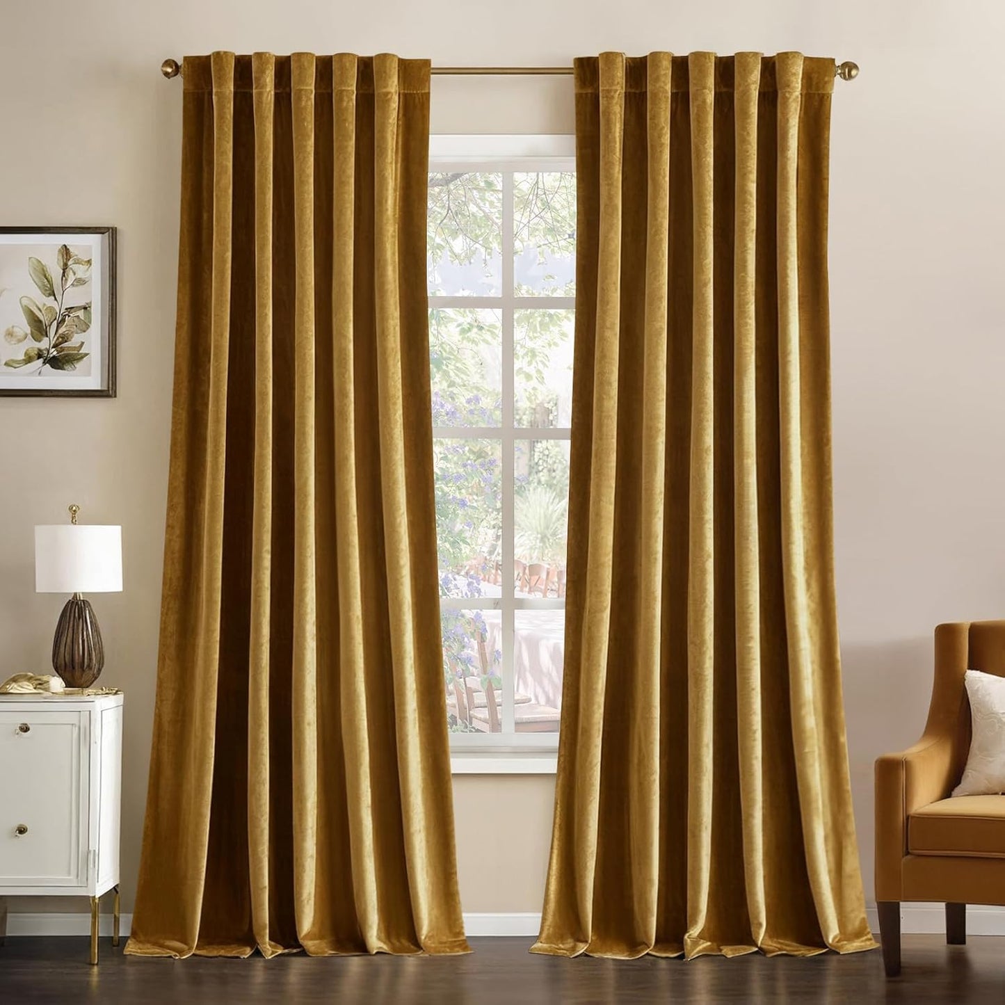 MIULEE Velvet Curtains 96 inches - Luxury Room Darkening Drapes