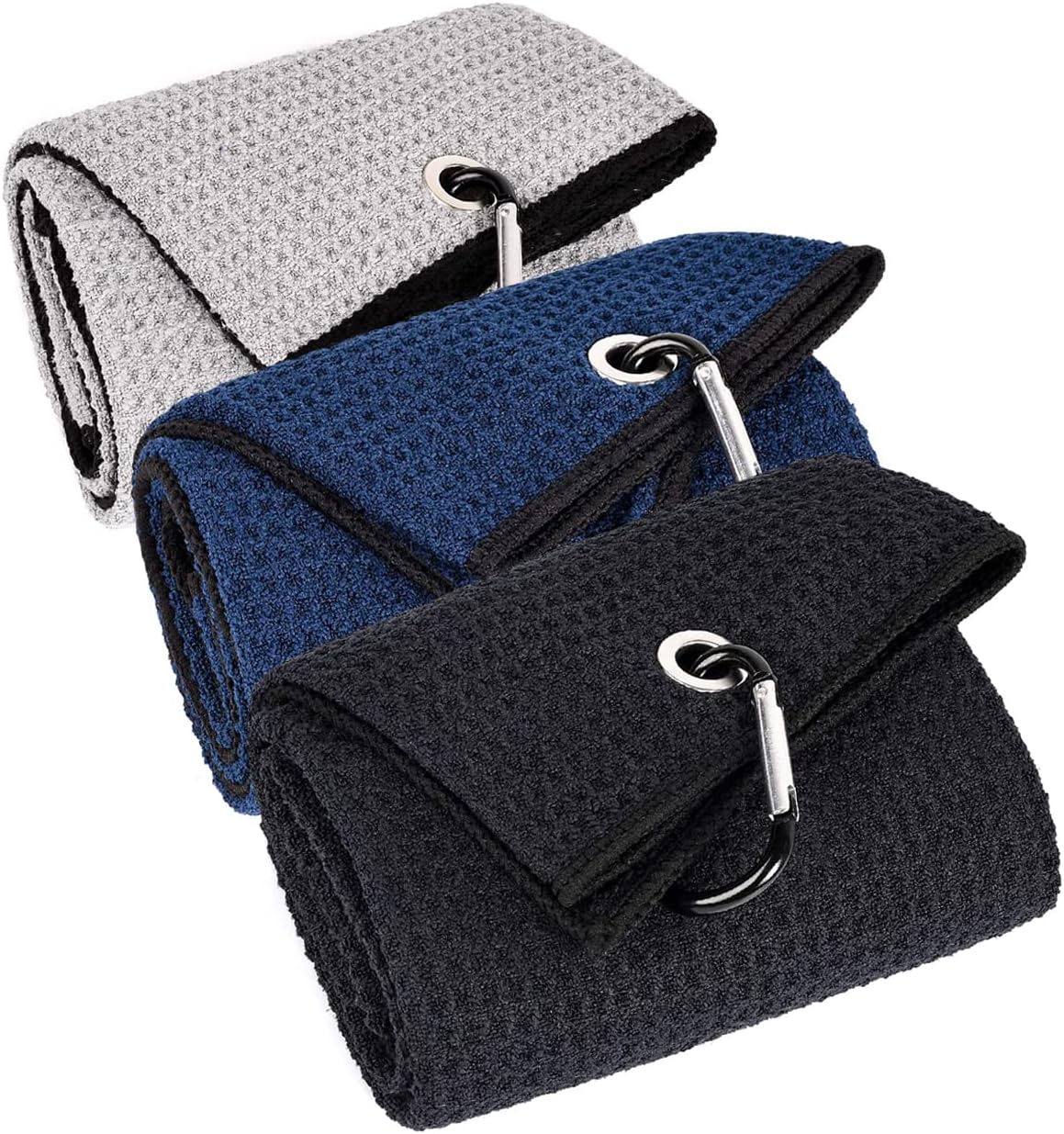 Portable Microfiber Golf Towels 3-Pack - Fast Dirt Removal! LUSTEMBER