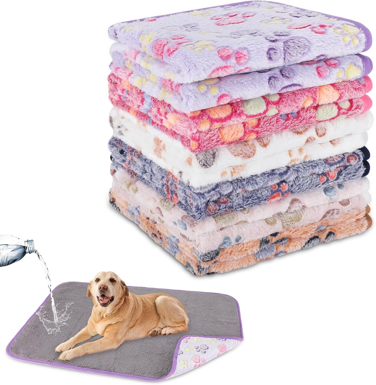 Waterproof Dog Blankets 6 Pack Washable Soft Plush Throw