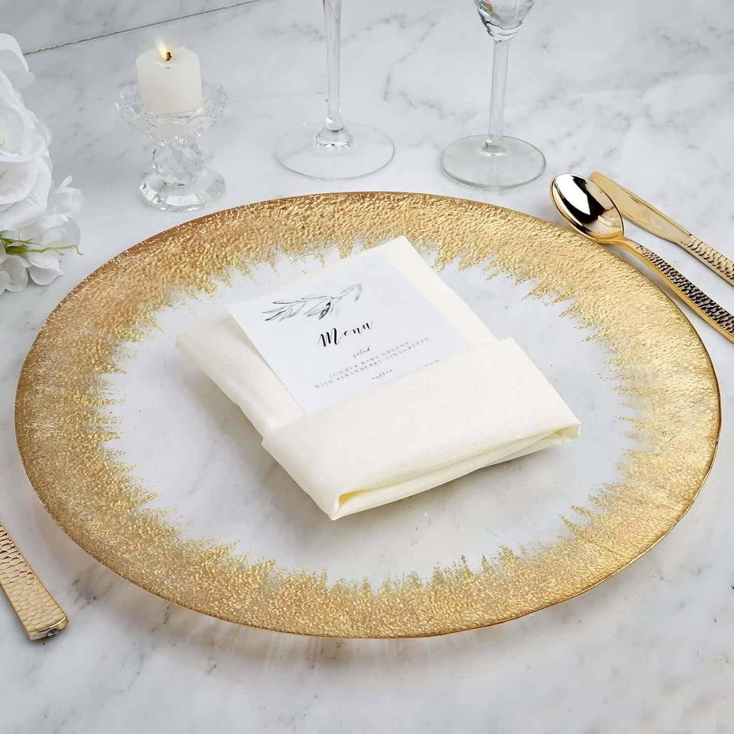 Gold Glass Charger Plates - Elegant Wedding Decor