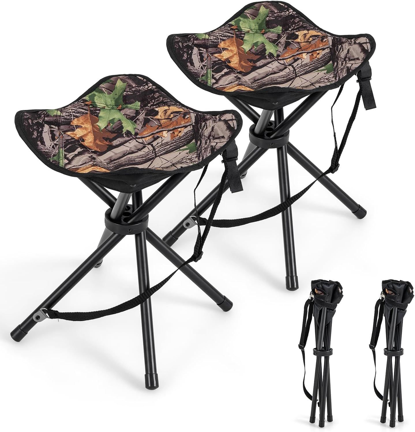 Portable Tripod Hunting Stool x2: Lightweight & Camo