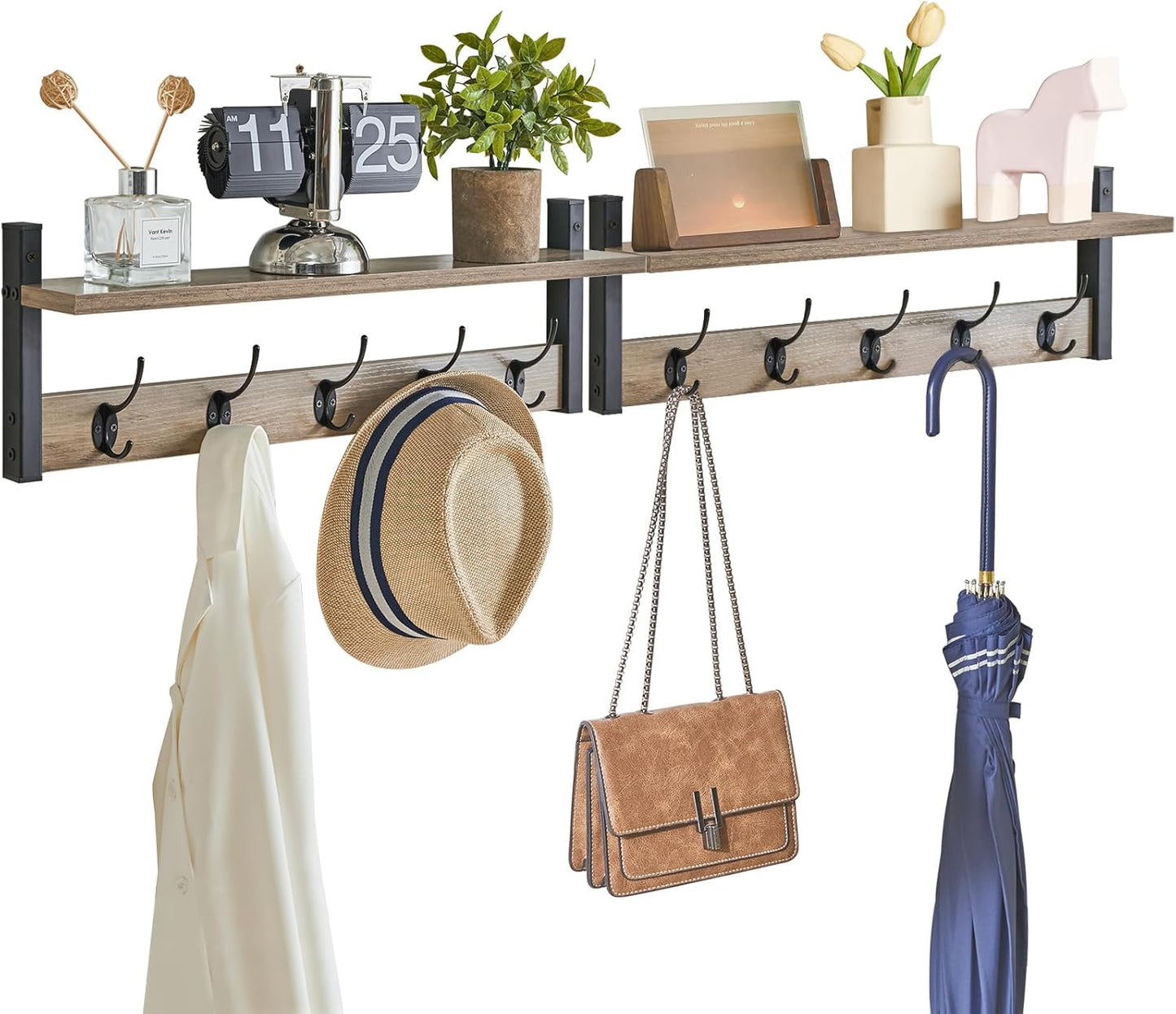 YMYNY Coat Rack Wall Mount with Shelf for Stylish Organization