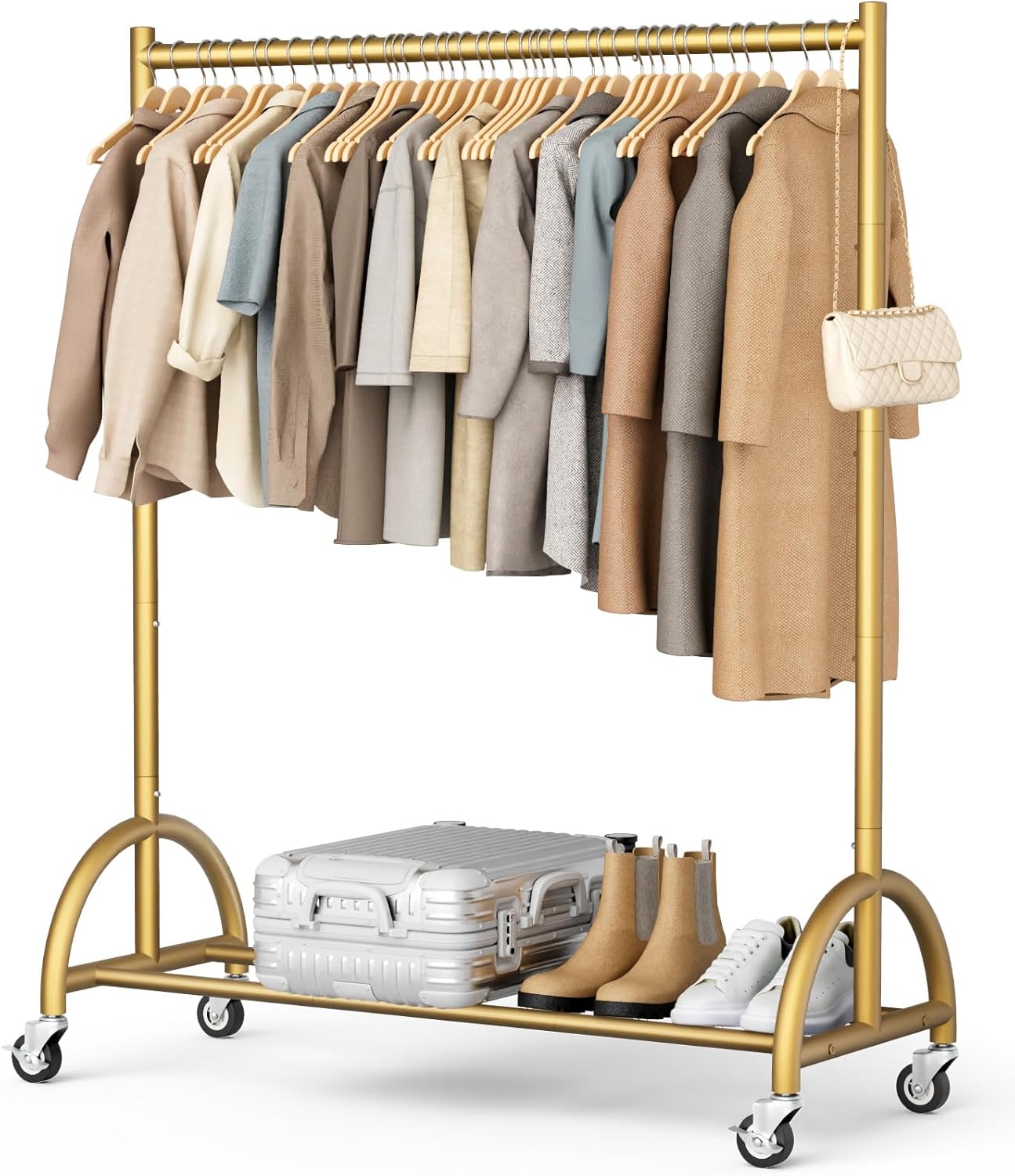 MISSLO Heavy Duty Clothing Rack with Wheels for Garments and Coats