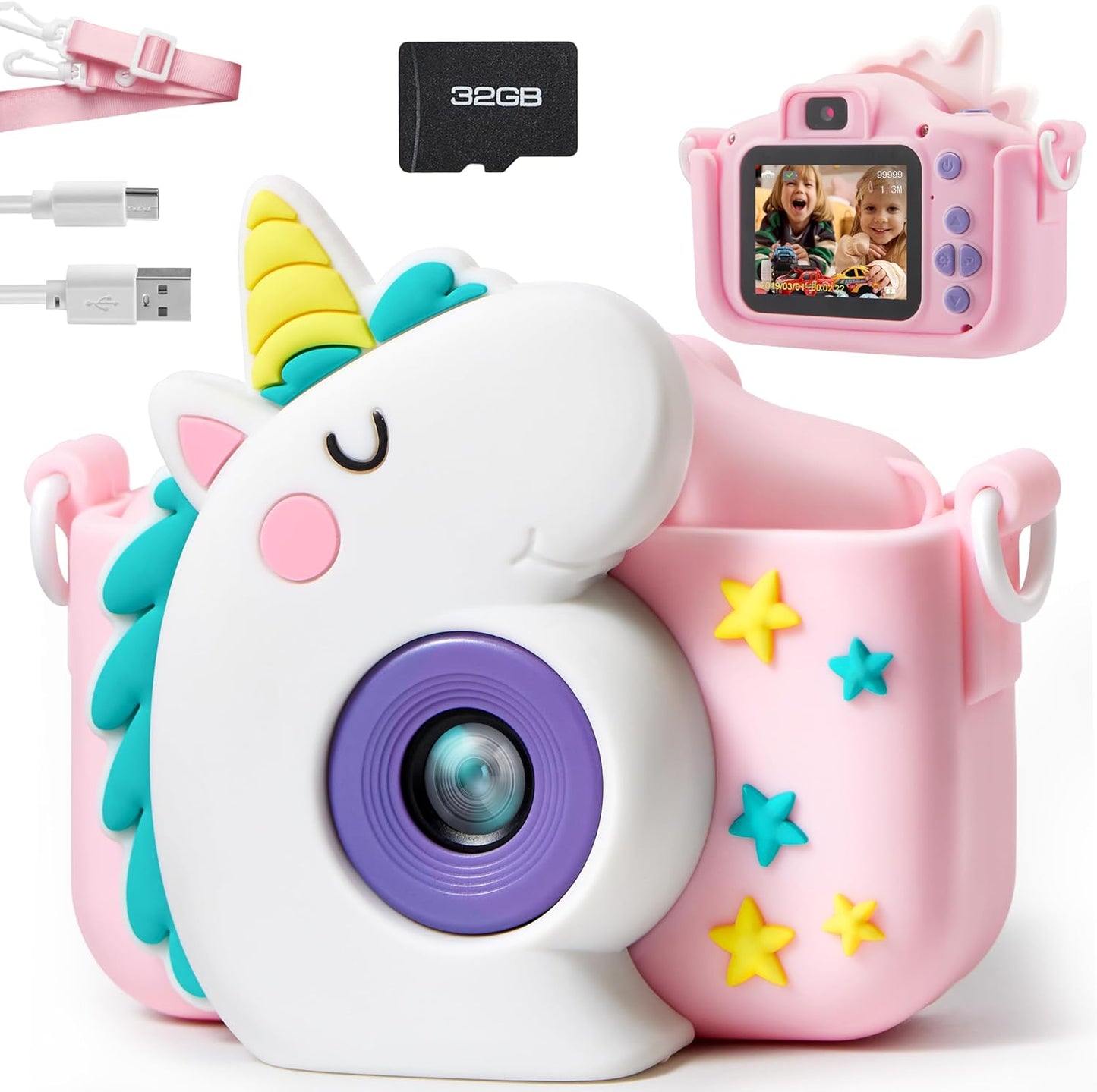 SYNCFUN Unicorn Kids Camera: HD Selfie Video Toy