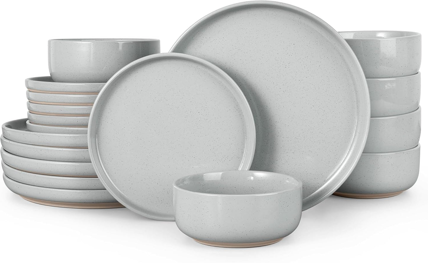 HaWare Stoneware Dinnerware Sets - 18-Piece Plates and Bowls