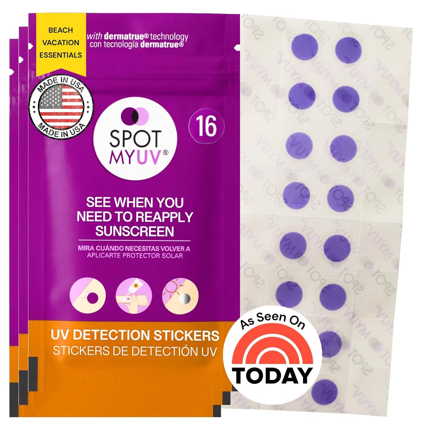 SpotMyUV UV Detection Stickers for Sunscreen Reapplication