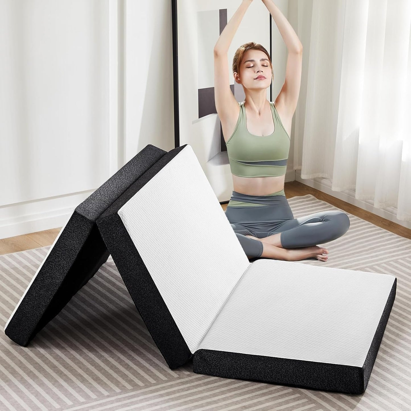 OLIXIS Tri-fold Memory Foam Mattress for Travel and Camping