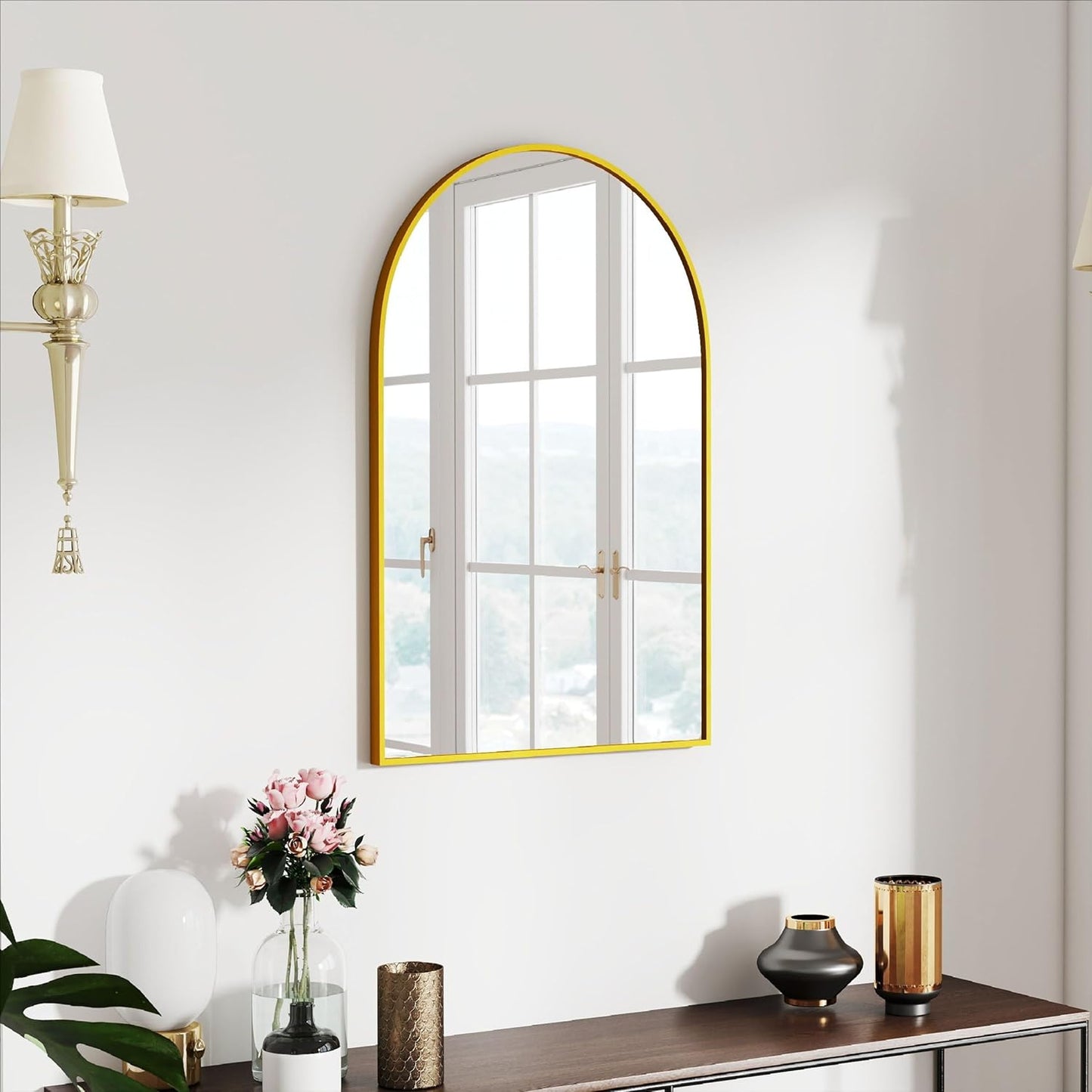 30x20 Arch Mirror with Metal Frame for Stylish Home Decor