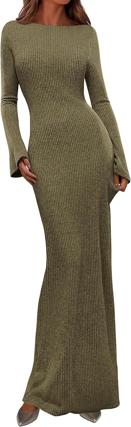 PRETTYGARDEN Women's Fall Fashion Long Sleeve Maxi Dress