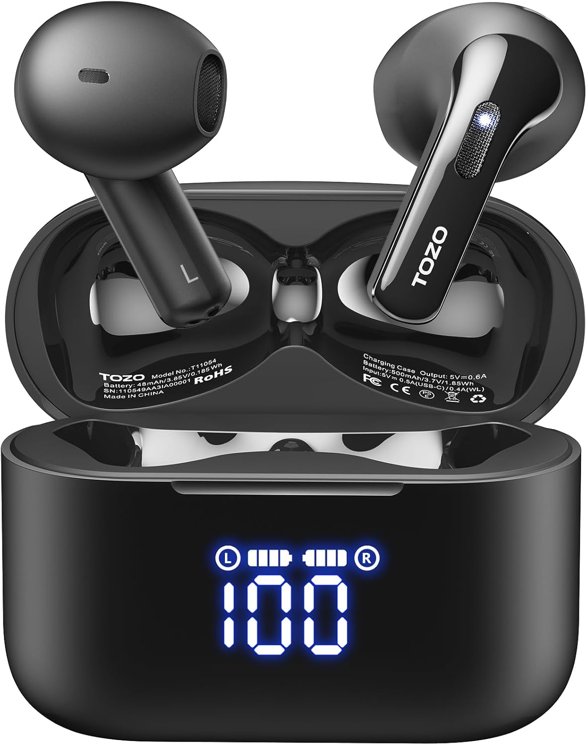 TOZO T21 Wireless Earbuds: Dual Mic Noise Cancelling, 44H Playback