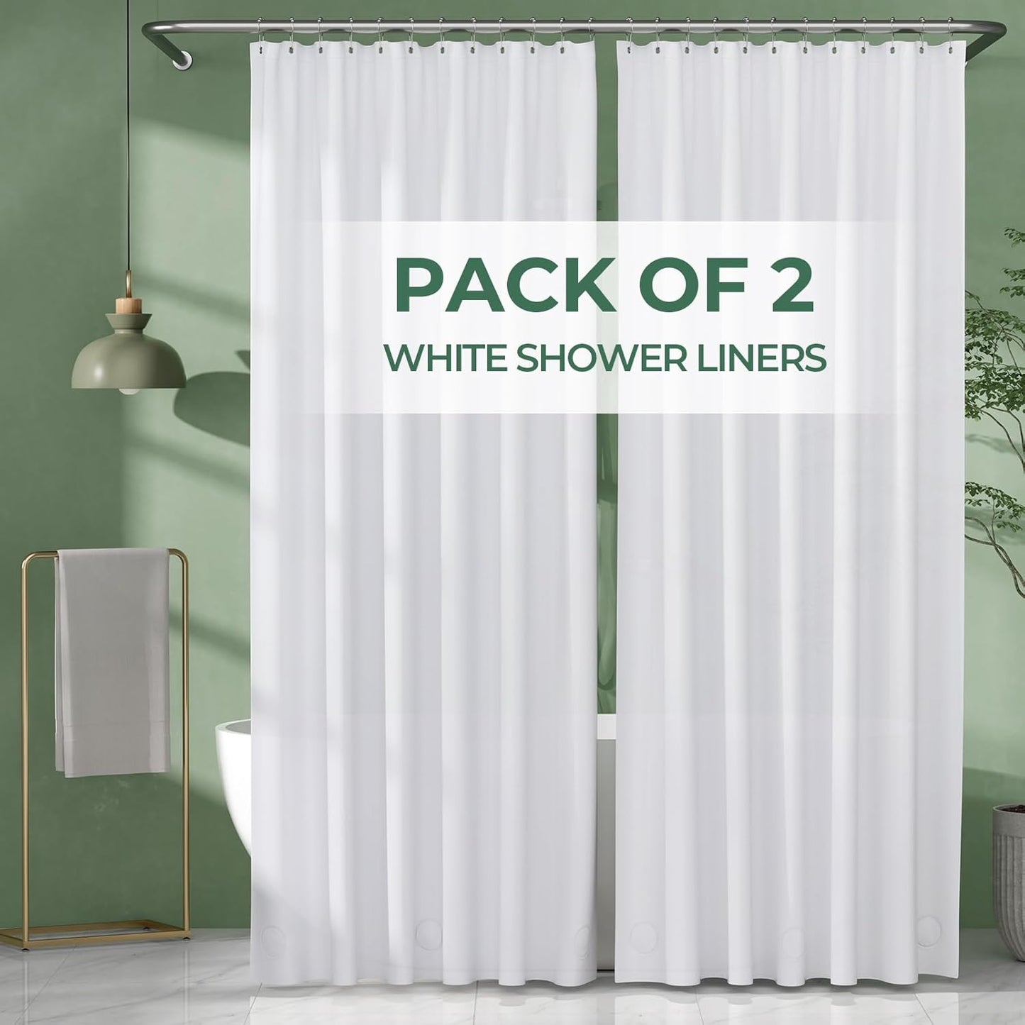 AmazerBath 2 Pack 72x96 Inches Extra Long Shower Liner - Waterproof & Rustproof