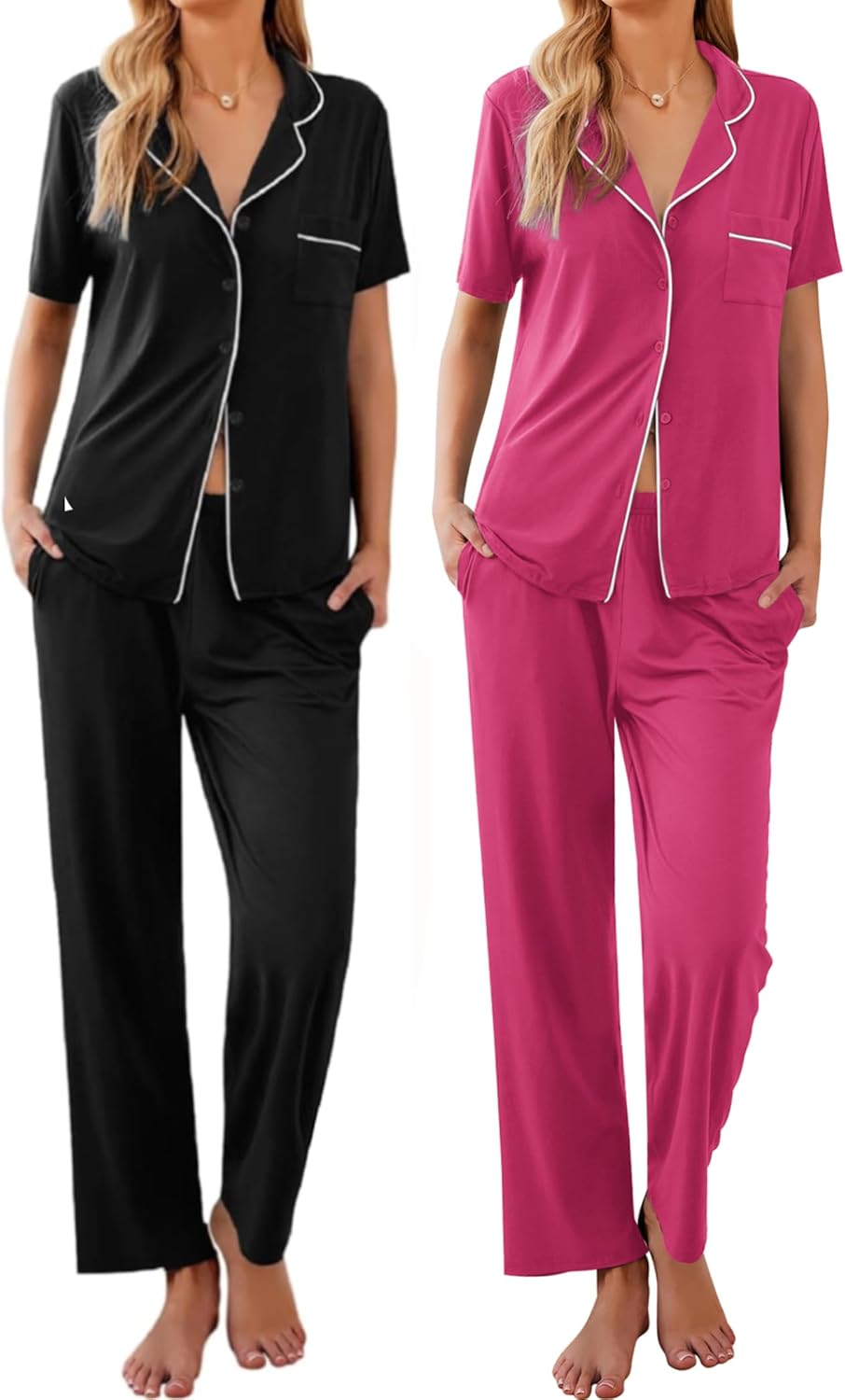 Ekouaer Womens Pajamas Short Sleeve Pjs Cozy Sleepwear Sets