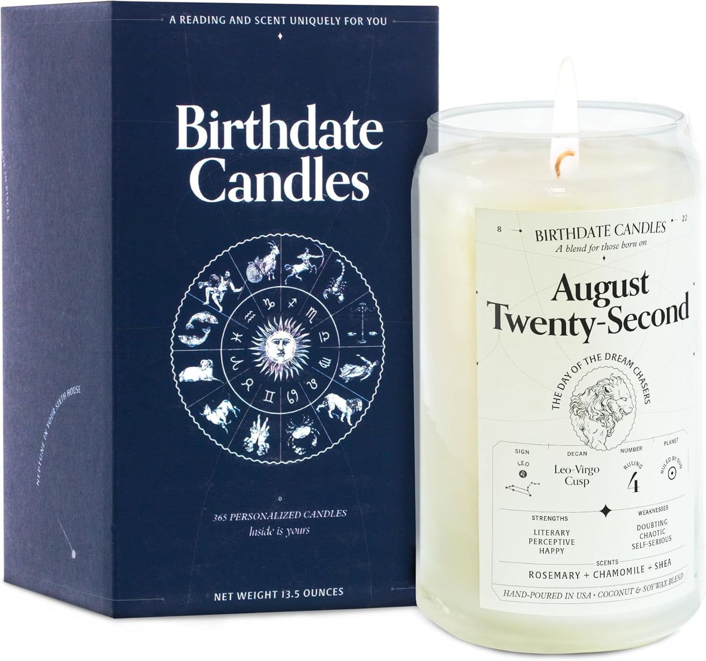 August 22 Birthday Candle - Leo Zodiac Scented Gift Idea