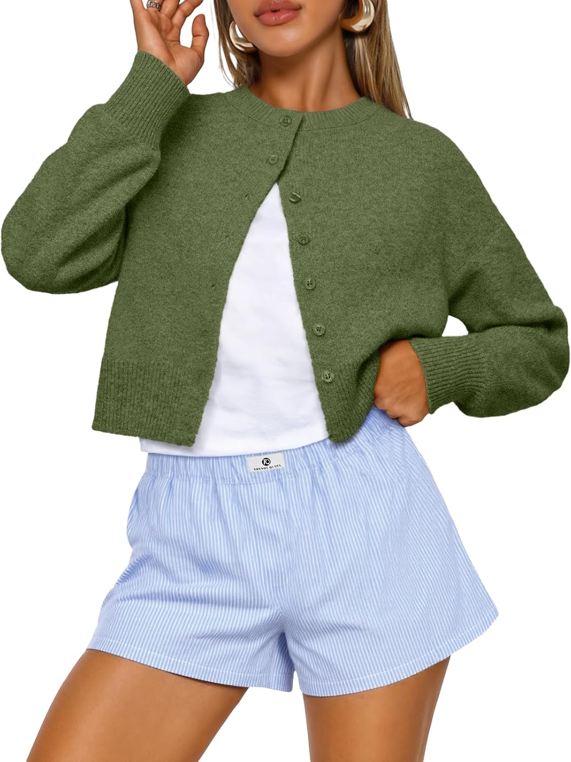 Trendy Queen Cropped Cardigan Sweaters for Women Fashion 2025