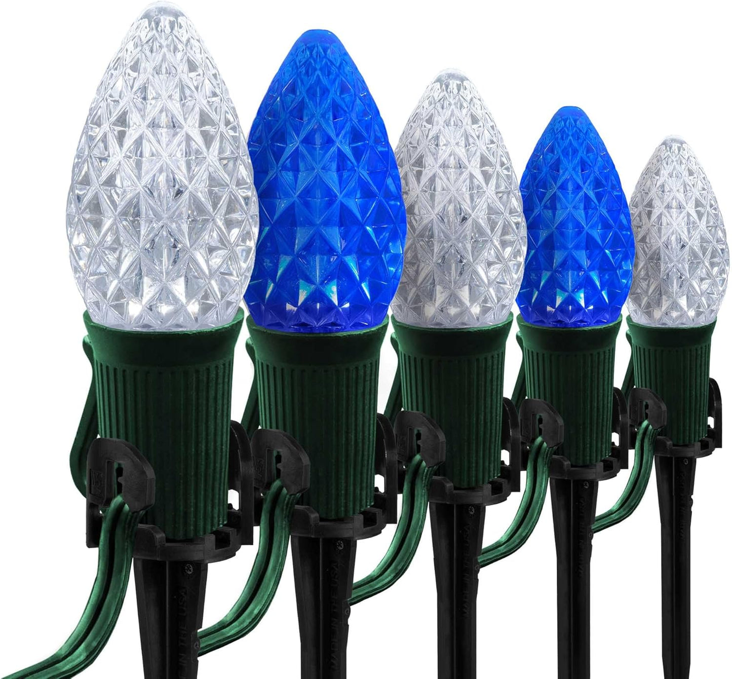 C7 Blue and White LED Christmas Pathway Lights for Outdoors