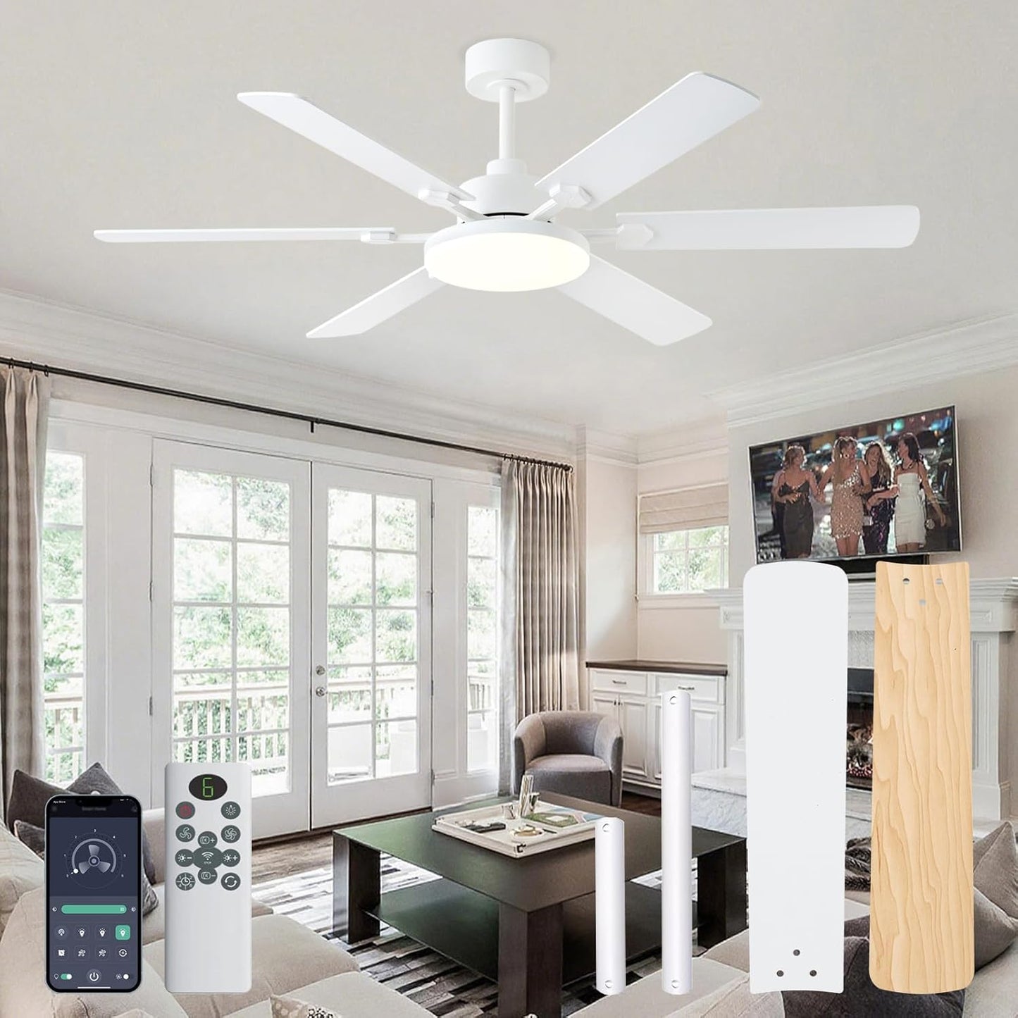 56 Inch Ceiling Fan with Lights and Remote Control for Comfort