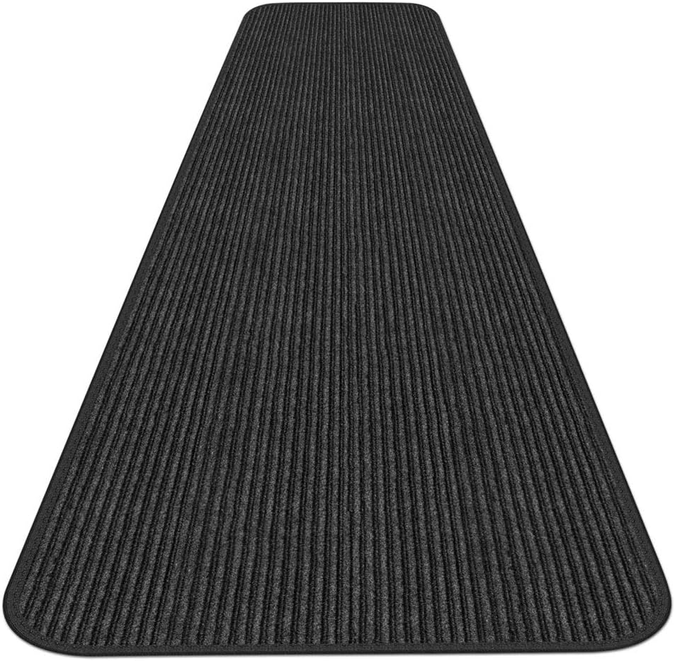 Slip-Resistant Double-Ribbed Carpet Runner - Smokey Black - 3' x 15'
