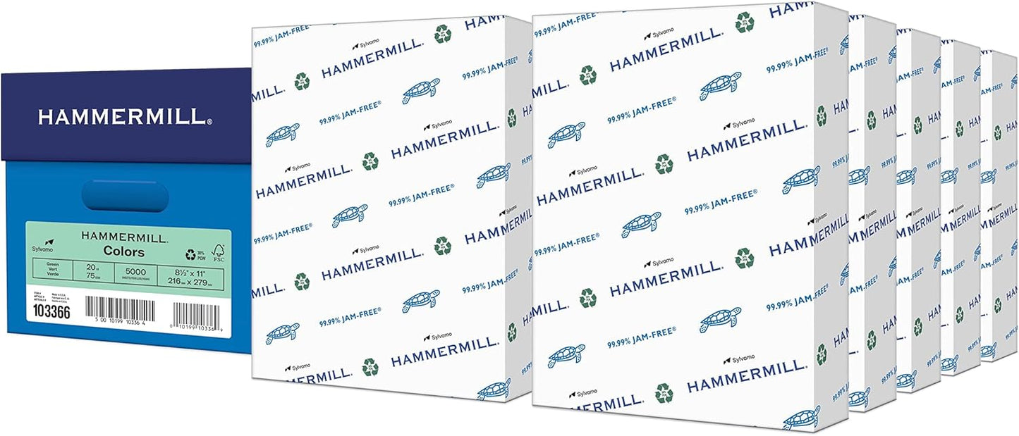 Hammermill Colored Paper 20 lb Green Printer Paper 8.5 x 11