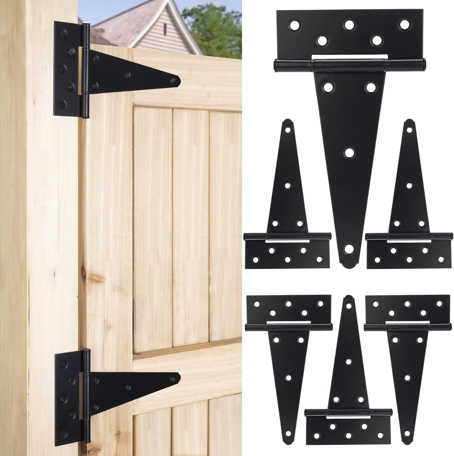 Heavy Duty 8 Inch T-Strap Gate Hinges for Barn Doors and Fences