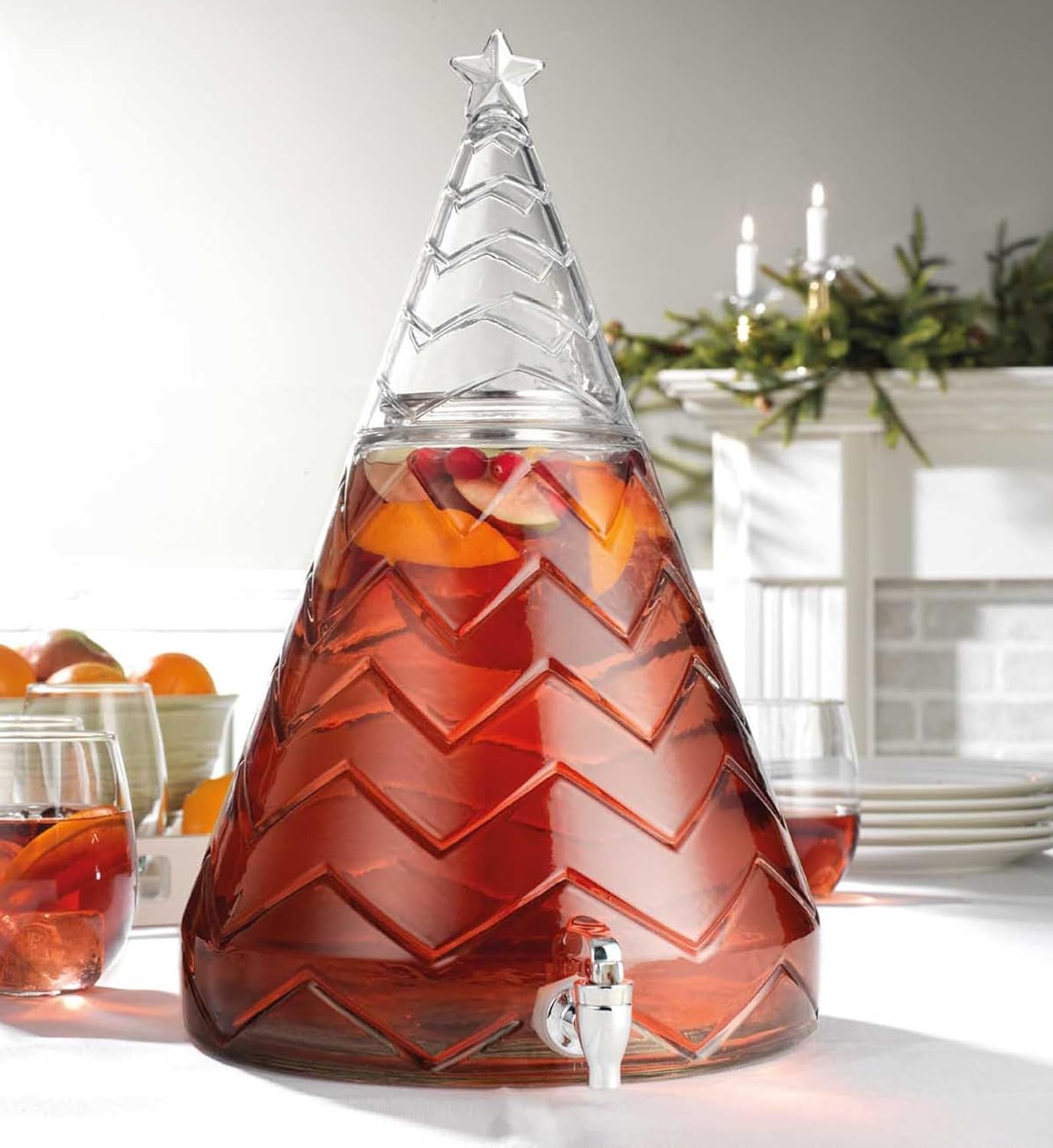 Christmas Tree Glass Drink Dispenser for Holiday Gatherings