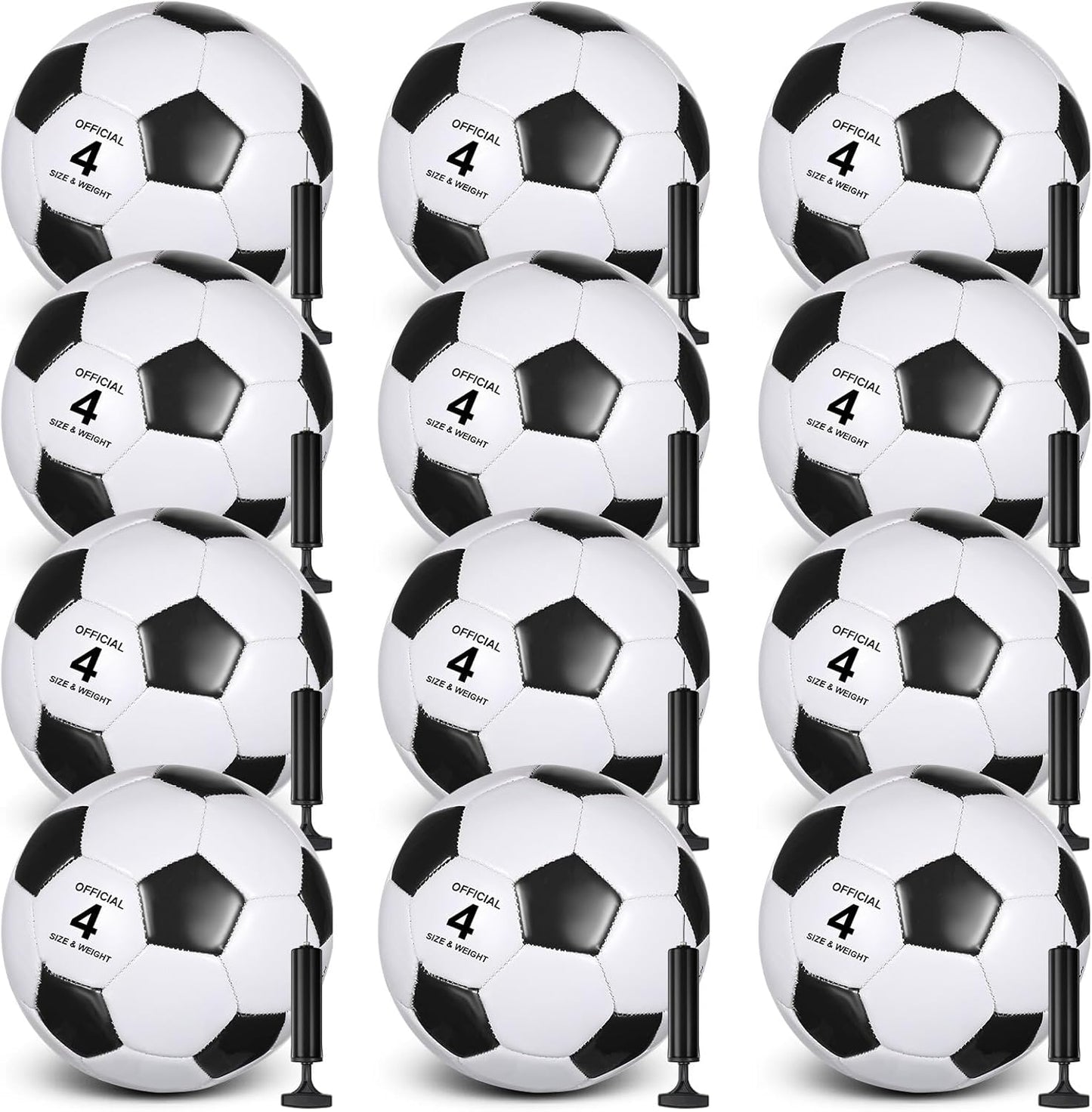 12 Pack Soccer Balls with Pumps for Charity and Training Events